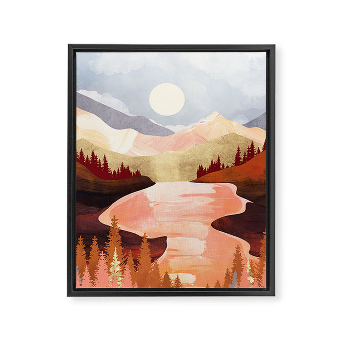 Mountain Forest Lake Framed Canvas Print Gallery Image 1