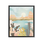 Retro Desert Oasis Framed Canvas Print Gallery Image 8