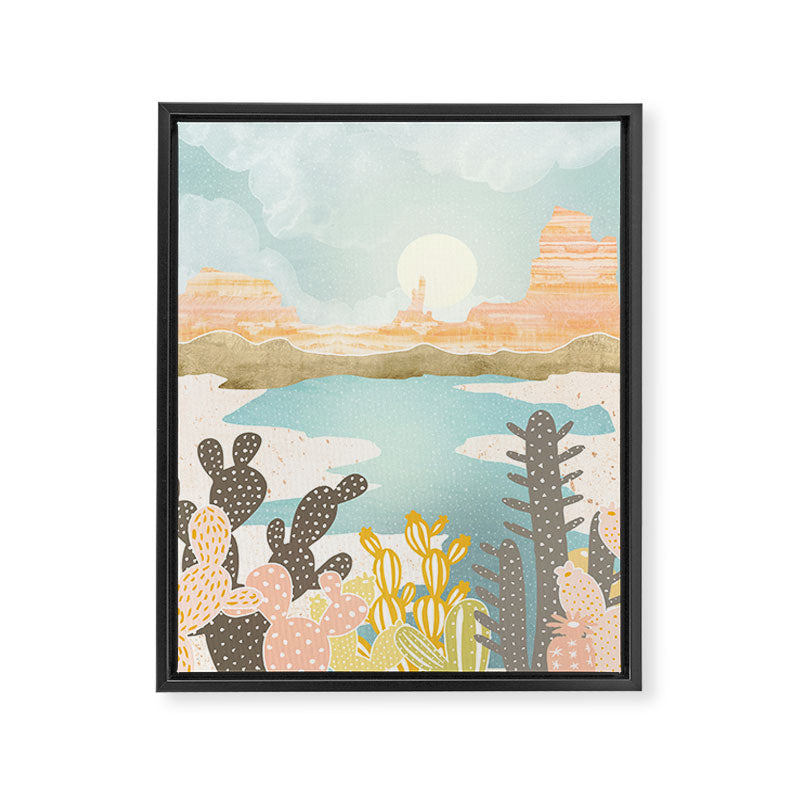Retro Desert Oasis Framed Canvas Print Gallery Image 8
