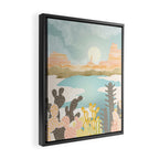 Retro Desert Oasis Framed Canvas Print Gallery Image 2