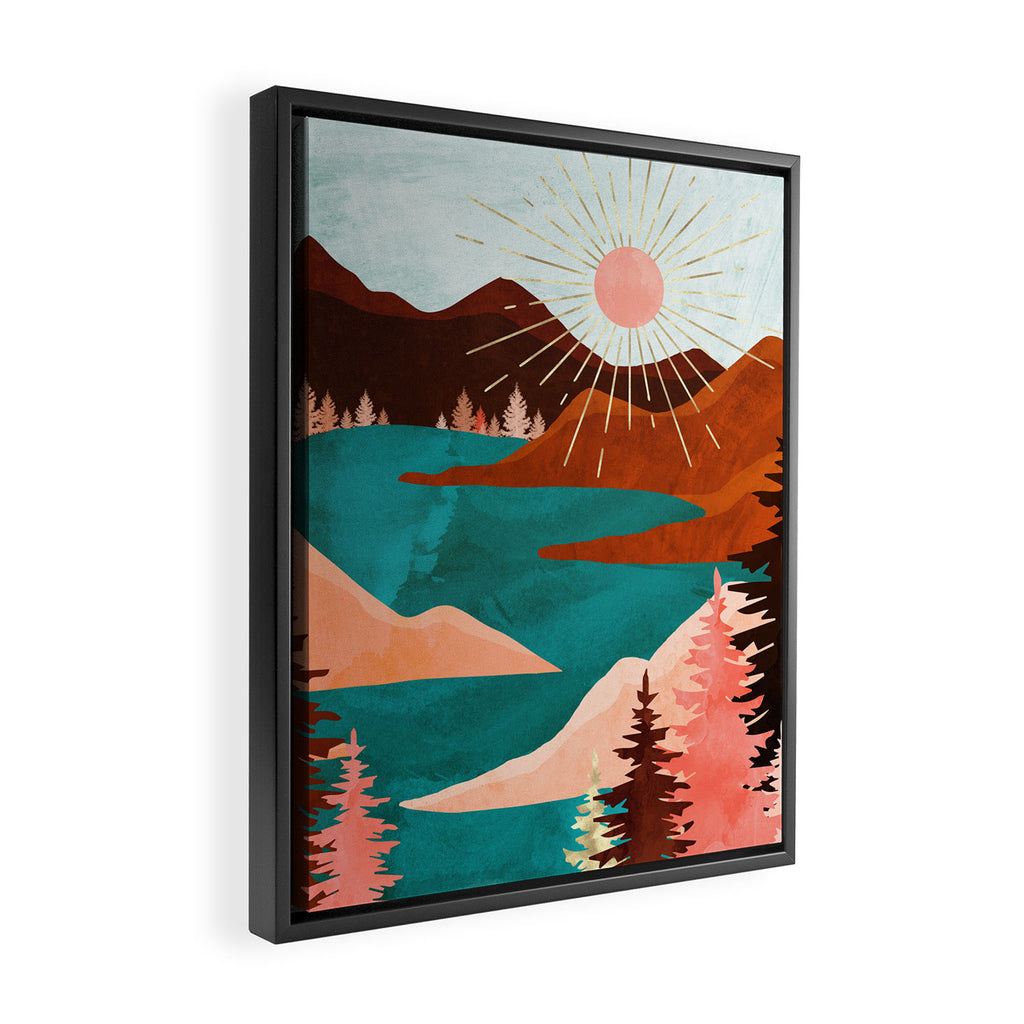 Retro Lake Framed Canvas Print Gallery Image 2
