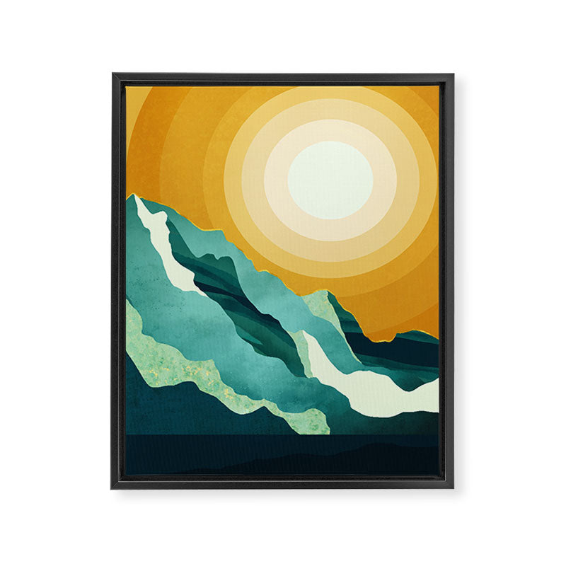 Retro Mountain Sunset Framed Canvas Print Gallery Image 8