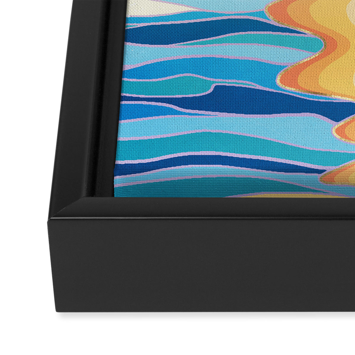 Retro Ocean Sun Framed Canvas Print Gallery Image 3
