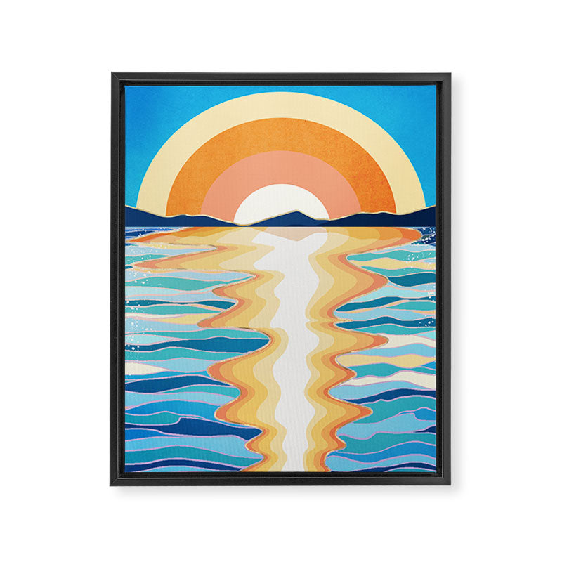 Retro Ocean Sun Framed Canvas Print Gallery Image 8