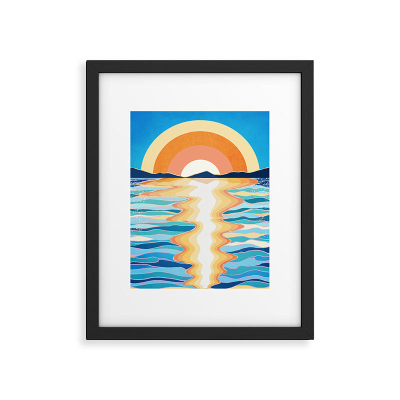 Retro Ocean Sun Framed Art Print Gallery Image 6
