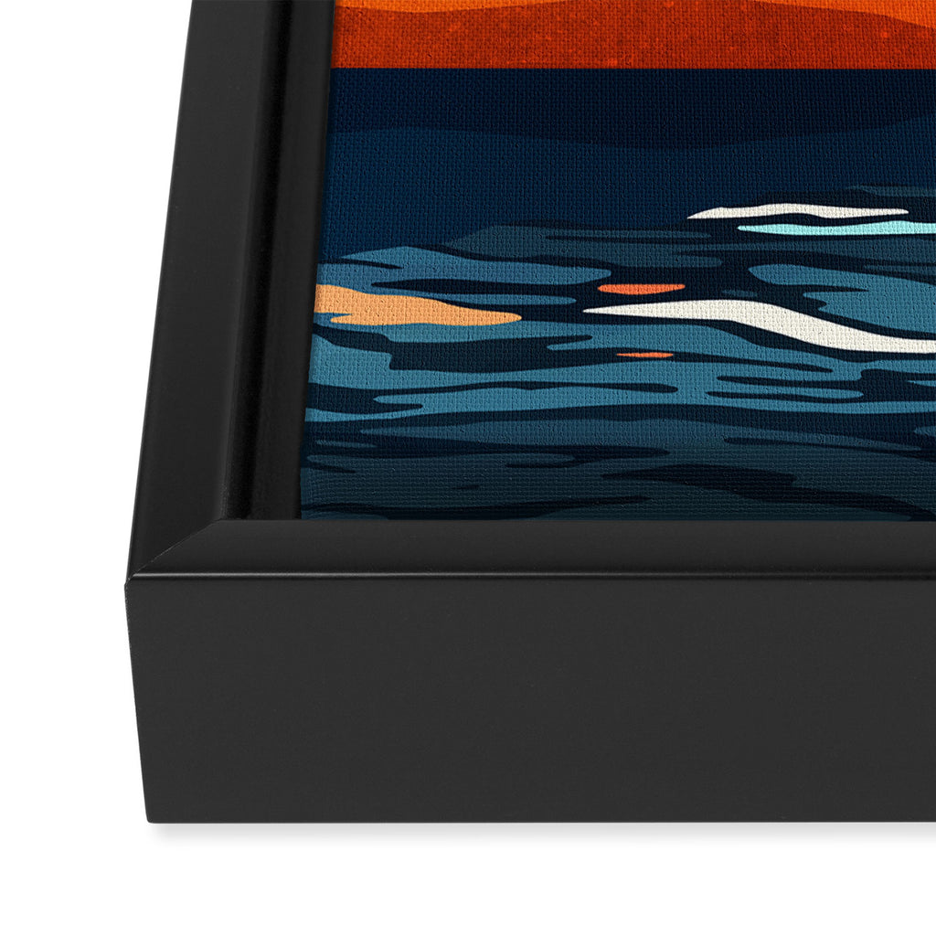 Retro Ocean Sunset Framed Canvas Print Gallery Image 3