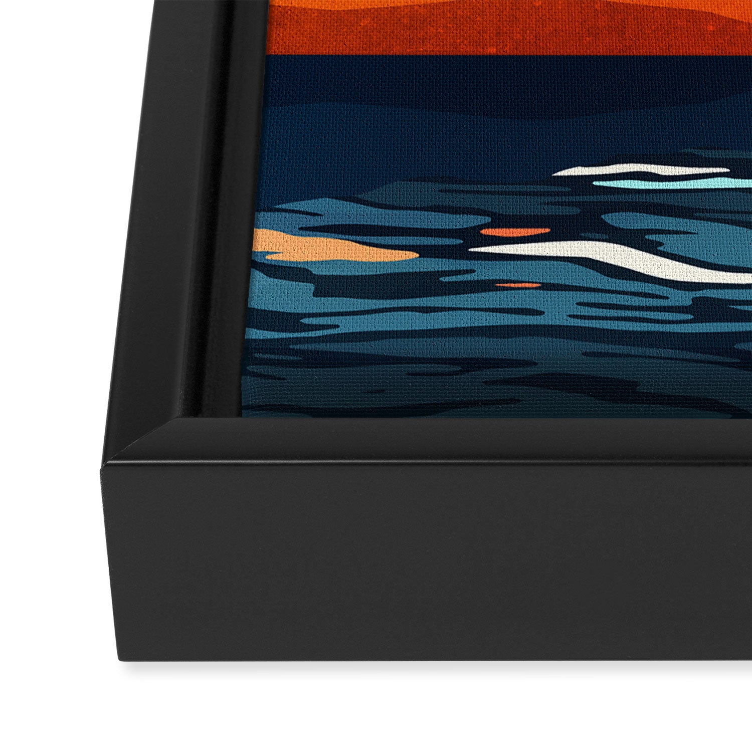 Retro Ocean Sunset Framed Canvas Print Gallery Image 3