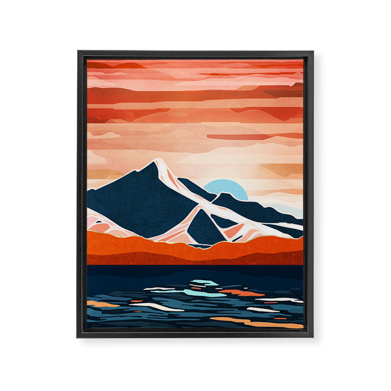 Retro Ocean Sunset Framed Canvas Print Gallery Image 8