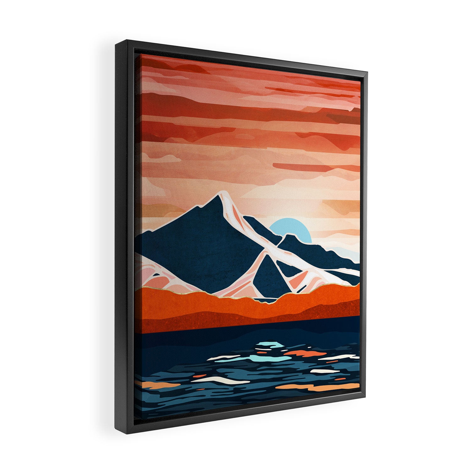 Retro Ocean Sunset Framed Canvas Print Gallery Image 2
