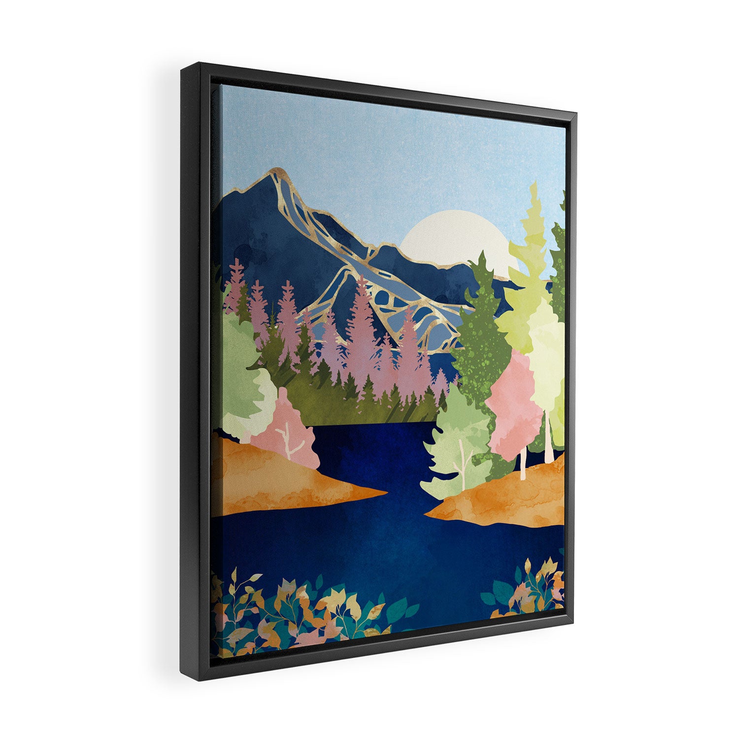 Summer Forest Lake Framed Canvas Print Gallery Image 2
