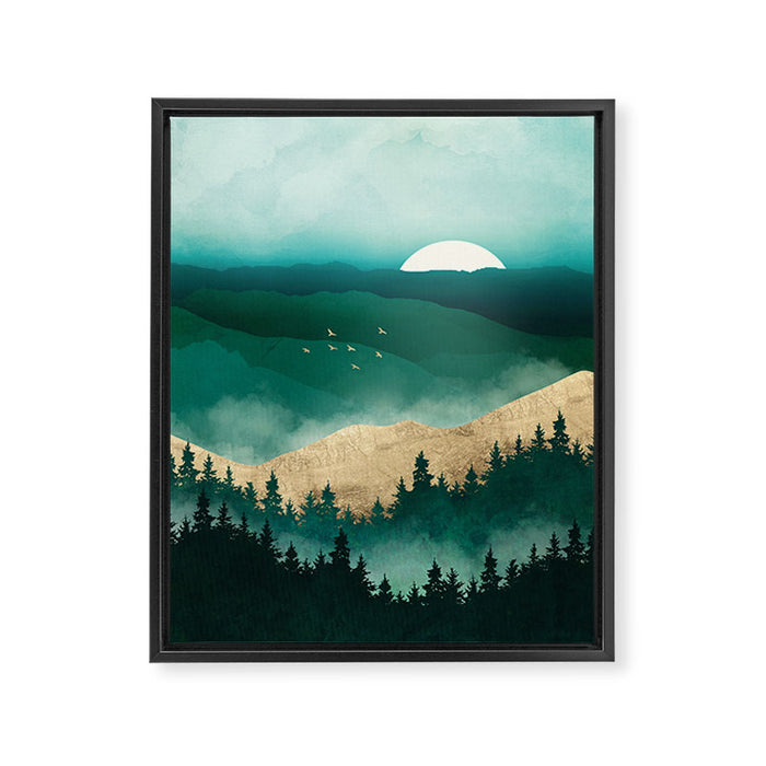 Summer Forest Mist Framed Canvas Print Gallery Image 1