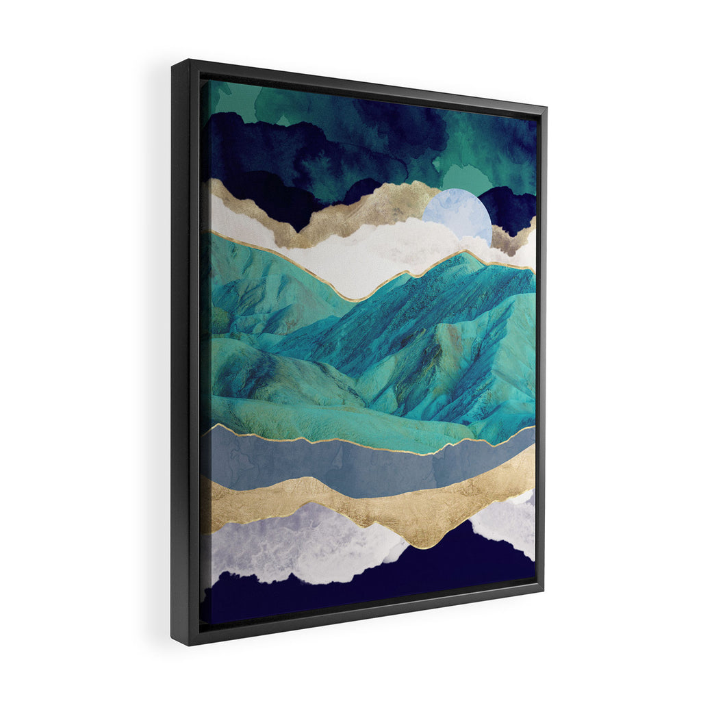 Teal Mountains Framed Canvas Print Gallery Image 2
