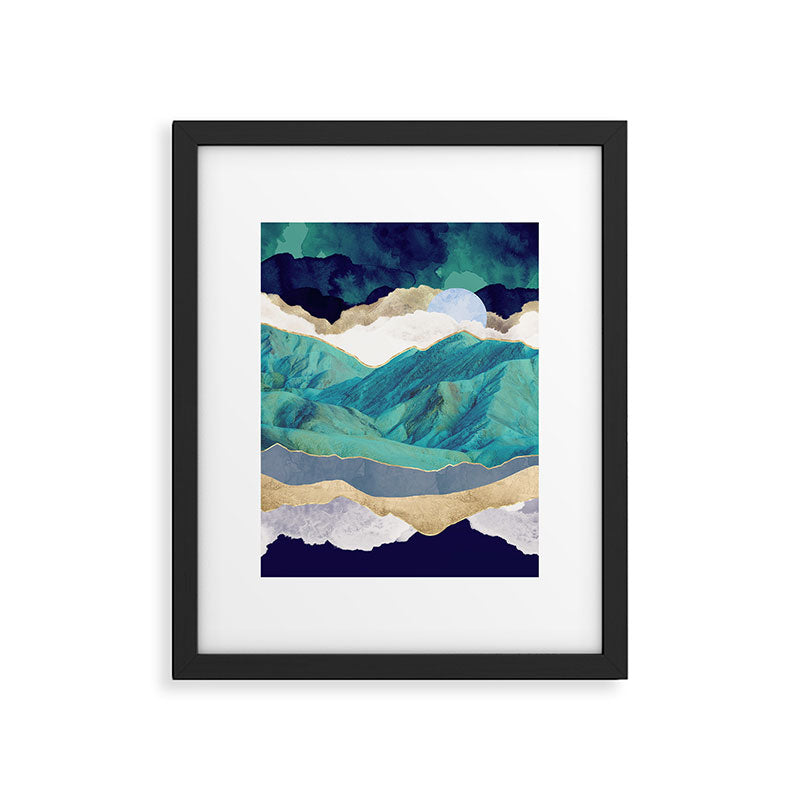 Teal Mountains Framed Art Print Gallery Image 6