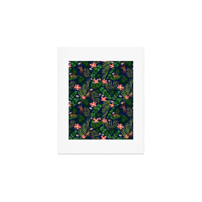 Tropical Garden - Dark Blue Art Print Gallery Image 1
