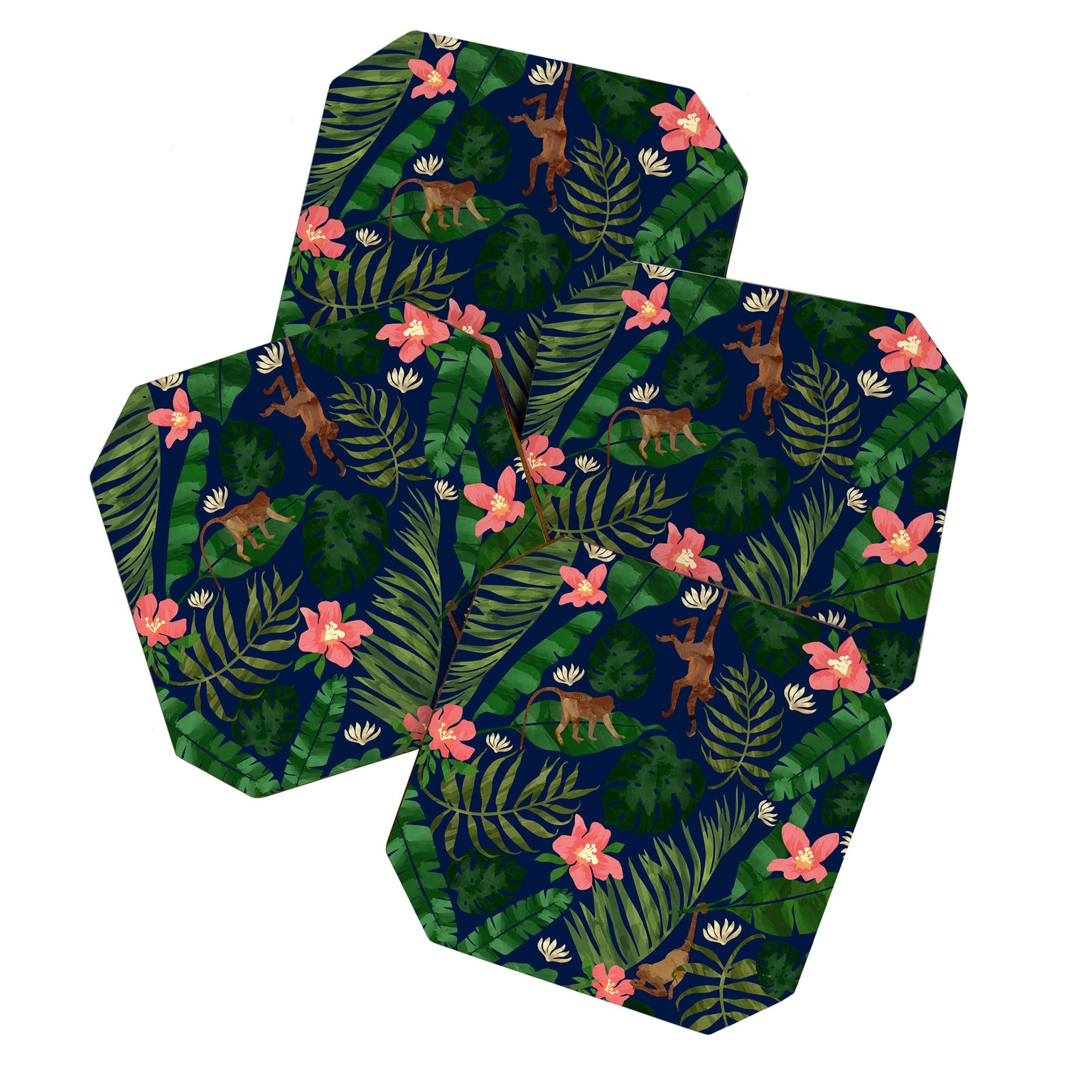 Tropical Garden - Dark Blue Coaster Gallery Image 1