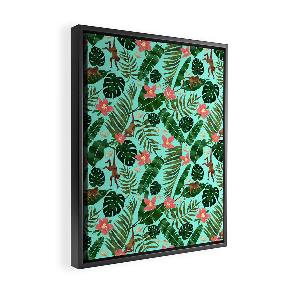 Tropical Garden - Mint Framed Canvas Print Gallery Image 2