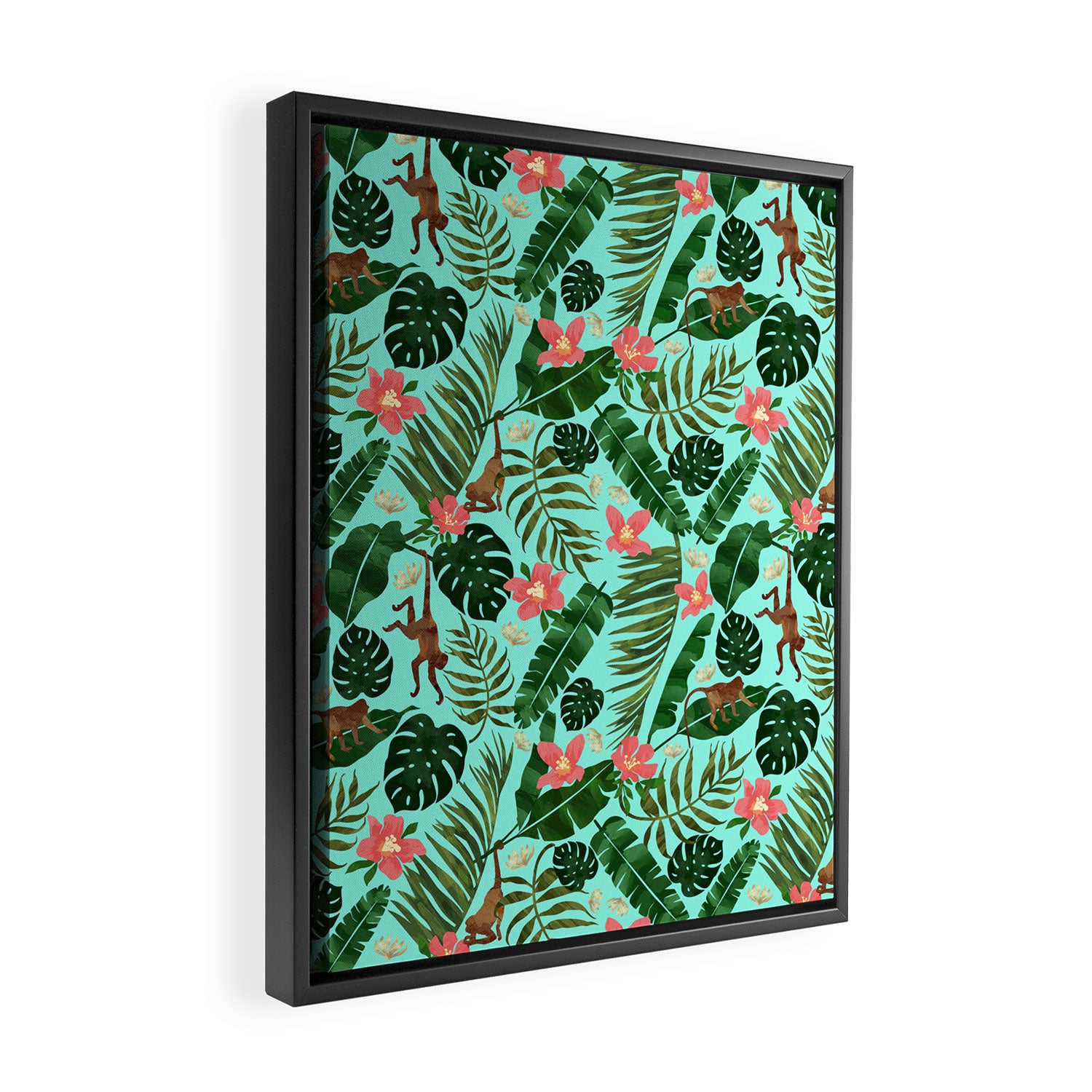 Tropical Garden - Mint Framed Canvas Print Gallery Image 2