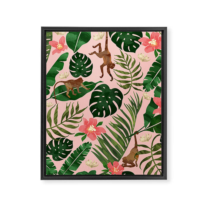 Tropical Garden - Pink Framed Canvas Print Gallery Image 1
