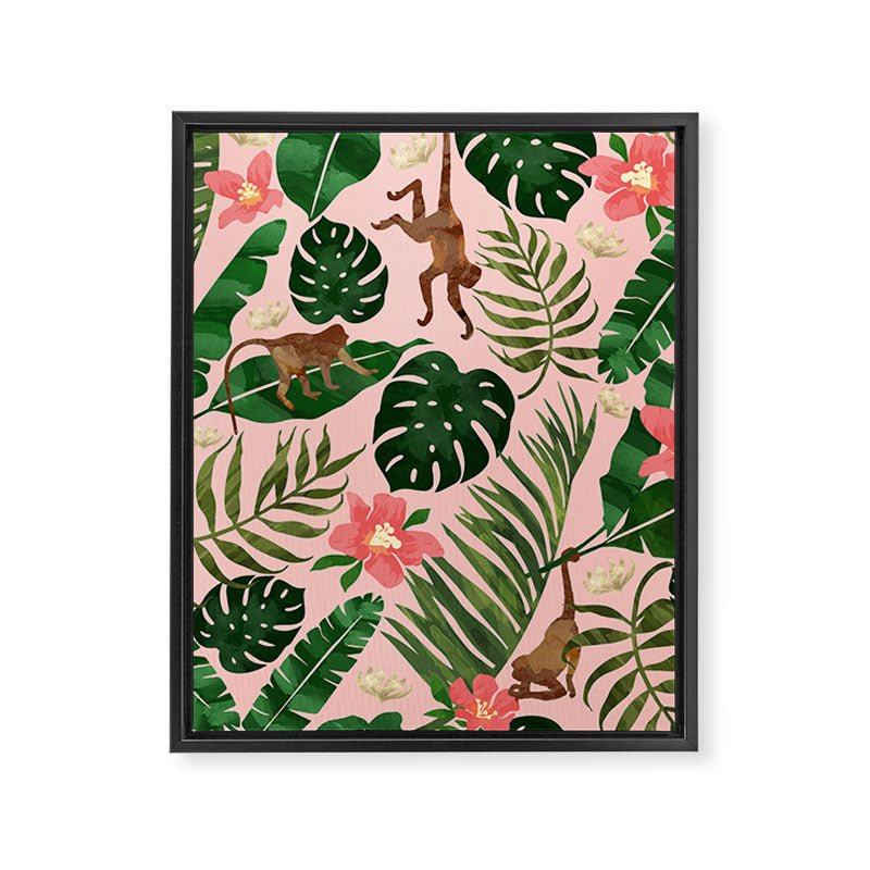 Tropical Garden - Pink Framed Canvas Print Gallery Image 8