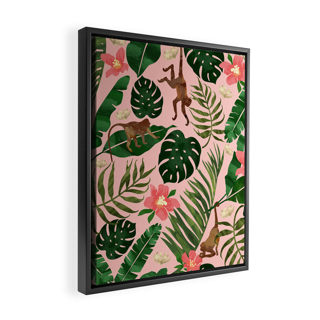 Tropical Garden - Pink Framed Canvas Print Gallery Image 2