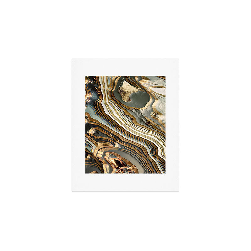 White Gold Agate Abstract Art Print Gallery Image 1