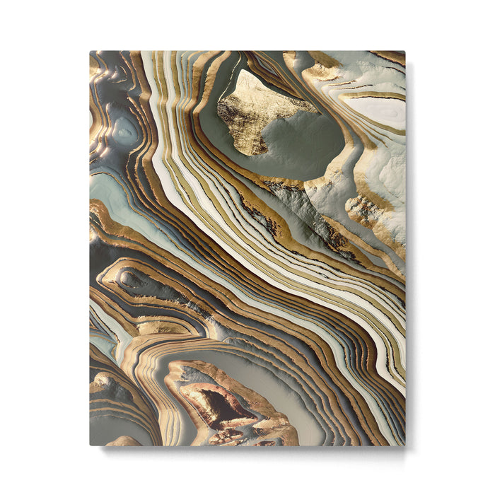 White Gold Agate Abstract Metal Print Gallery Image 1