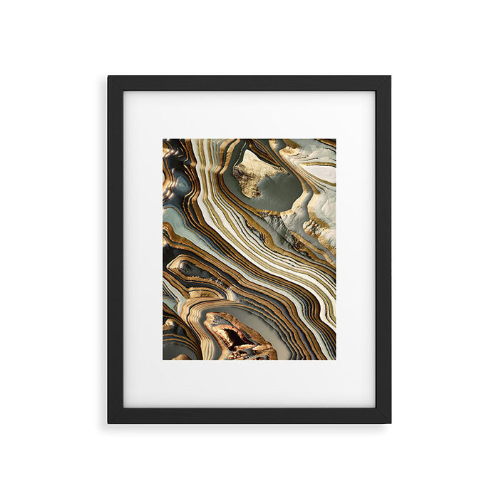 White Gold Agate Abstract Framed Art Print Gallery Image 1