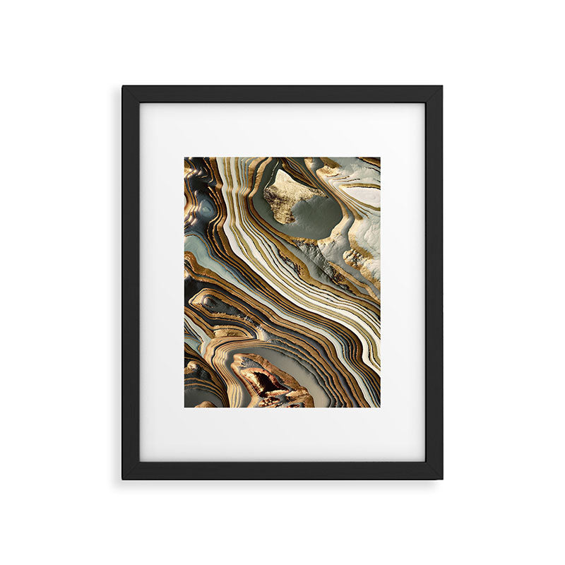 White Gold Agate Abstract Framed Art Print Gallery Image 6