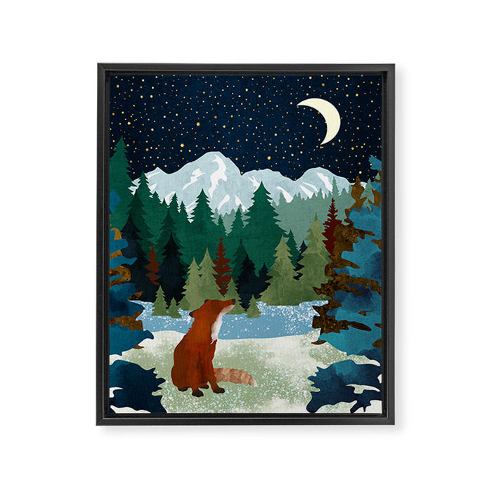 Winter Fox Vista Framed Canvas Print Gallery Image 1