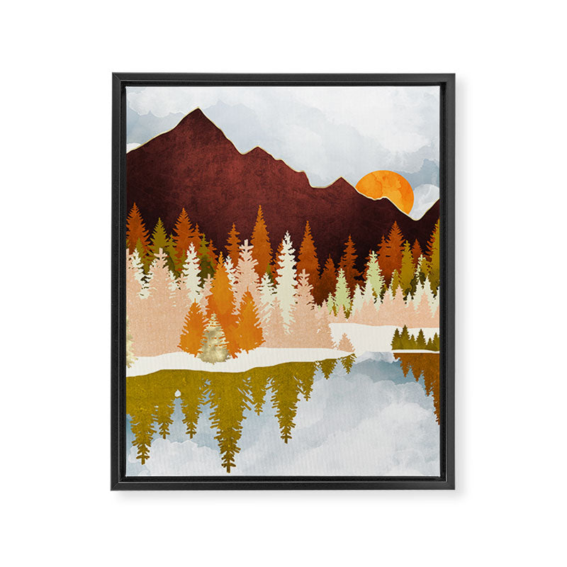 Winter Lake Forest Framed Canvas Print Gallery Image 8