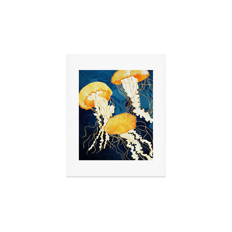 Yellow Metallic Jellyfish Art Print Gallery Image 1