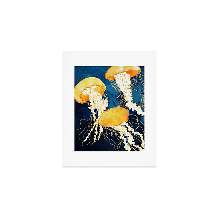 Yellow Metallic Jellyfish Art Print Gallery Image 1