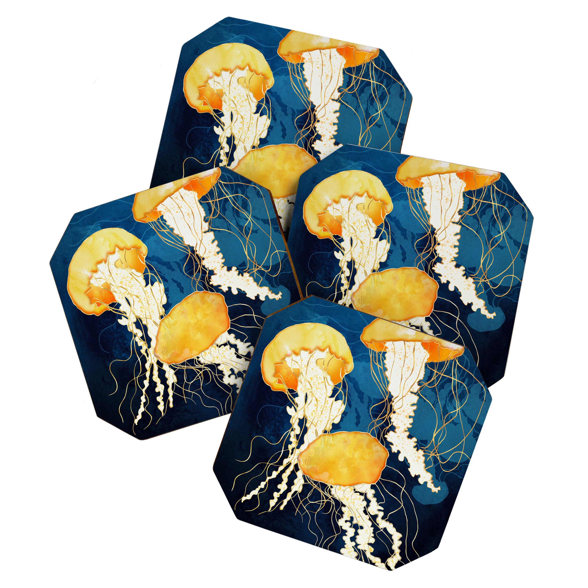 Yellow Metallic Jellyfish Coaster Gallery Image 1