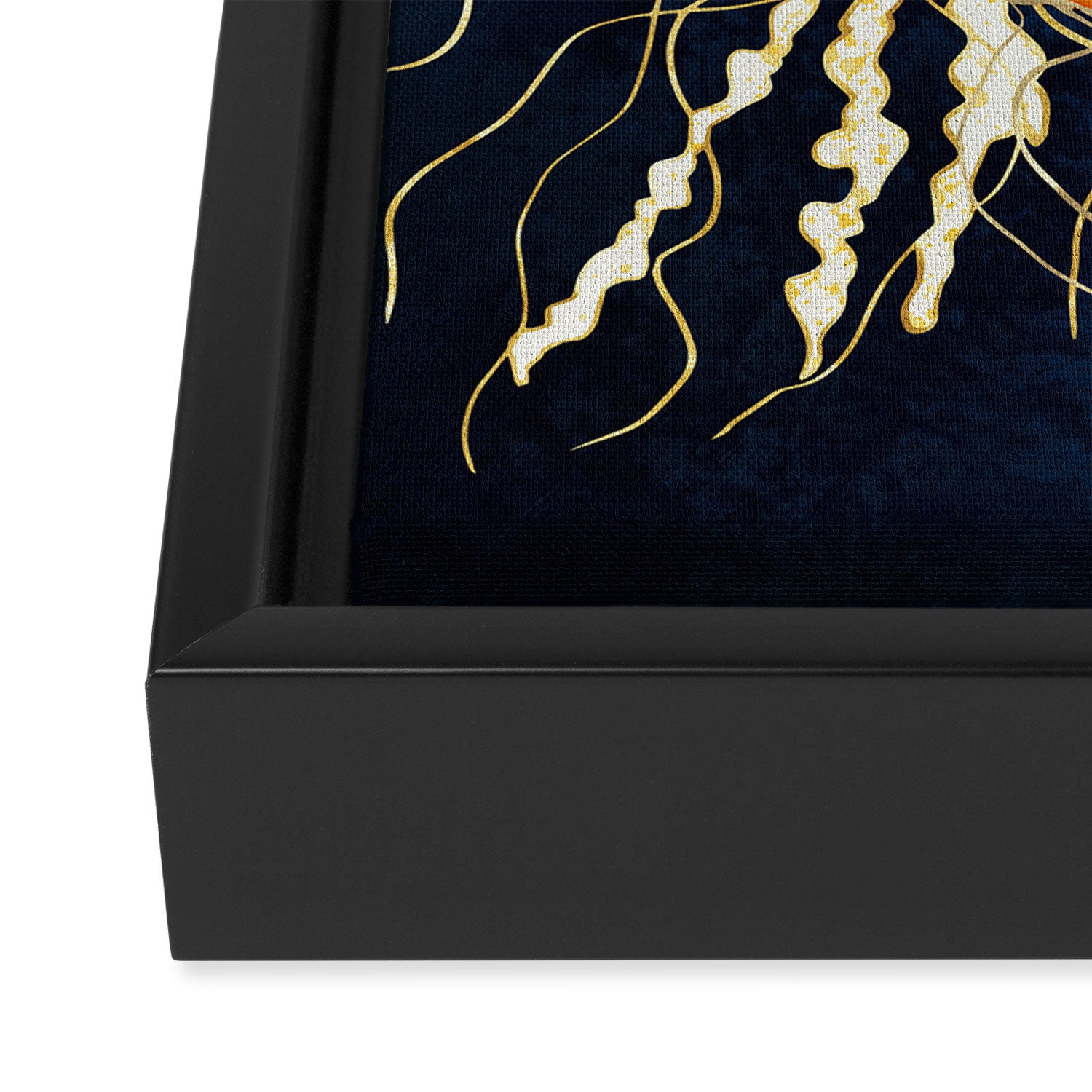 Yellow Metallic Jellyfish Framed Canvas Print Gallery Image 3