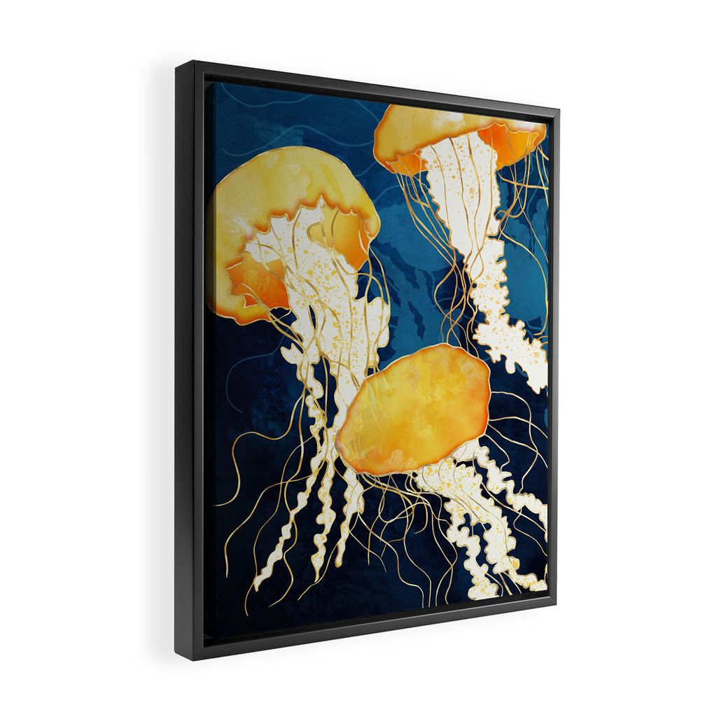 Yellow Metallic Jellyfish Framed Canvas Print Gallery Image 2
