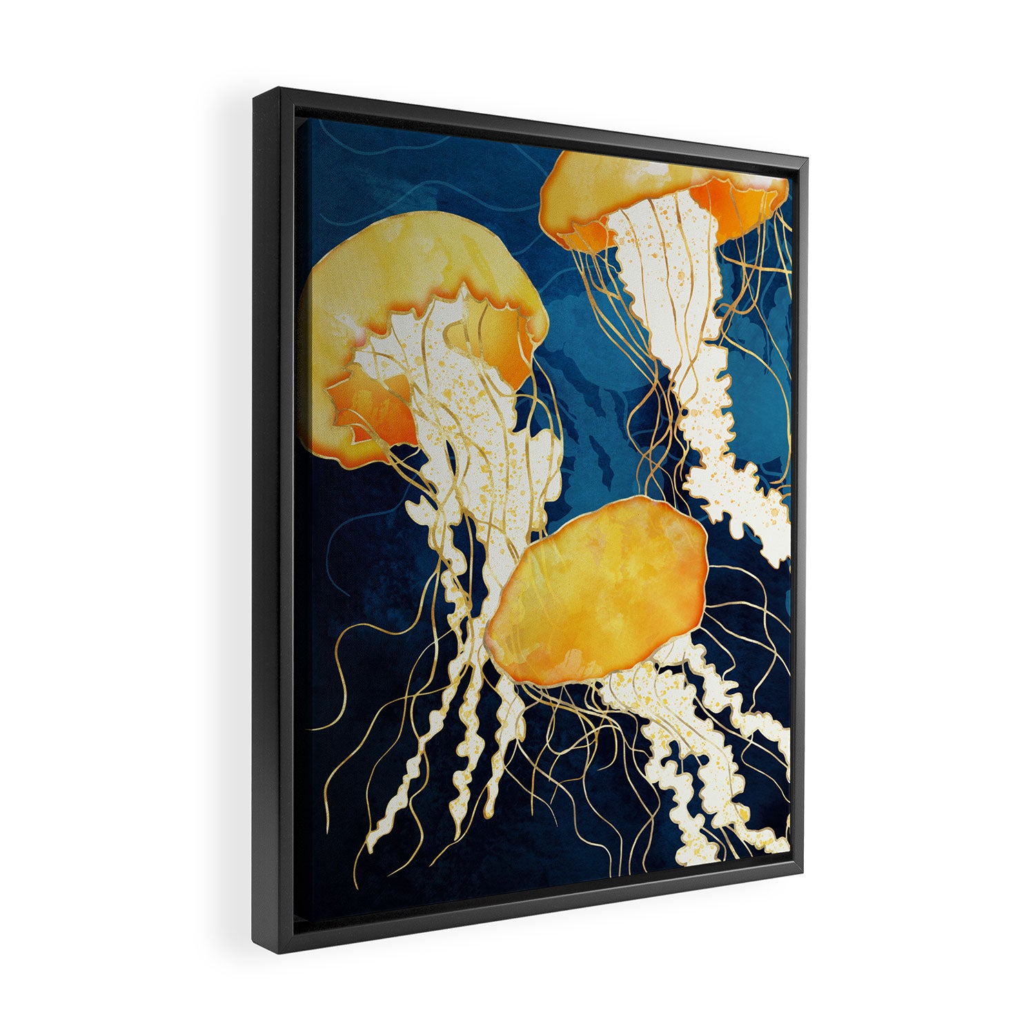 Yellow Metallic Jellyfish Framed Canvas Print Gallery Image 2