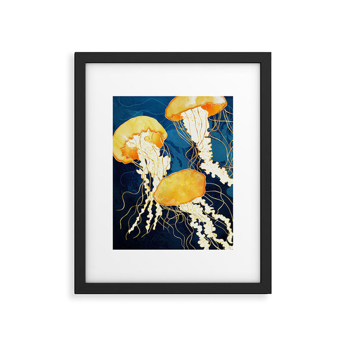 Yellow Metallic Jellyfish Framed Art Print Gallery Image 1