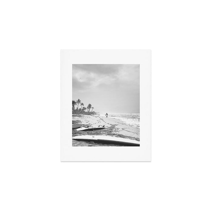 Back and white surf beach photo Art Print Gallery Image 1