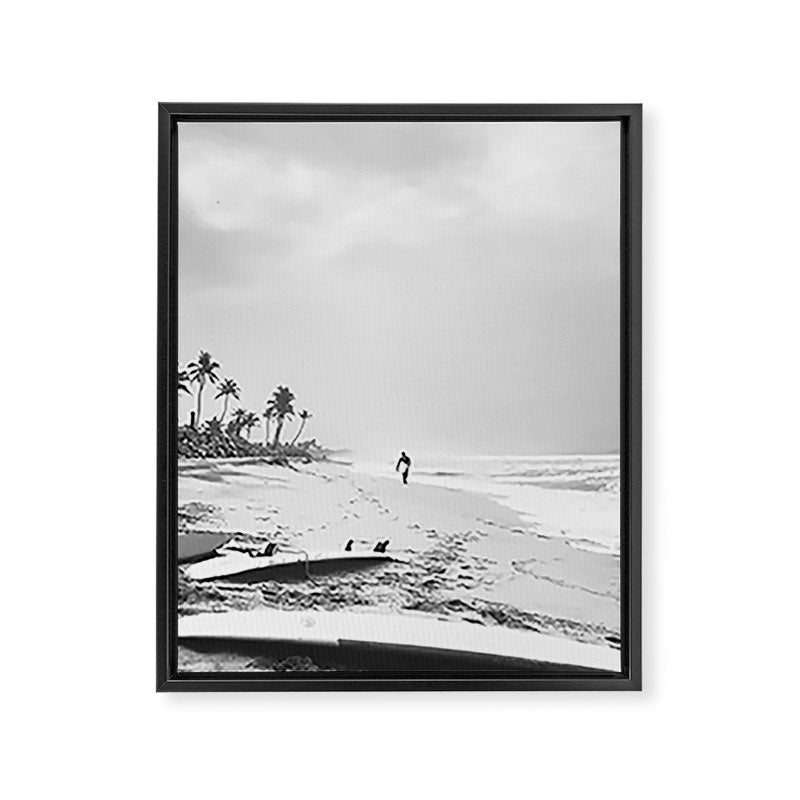 Back and white surf beach photo Framed Canvas Print Gallery Image 6