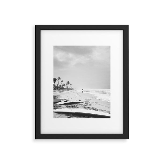 Back and white surf beach photo Framed Art Print Gallery Image 1