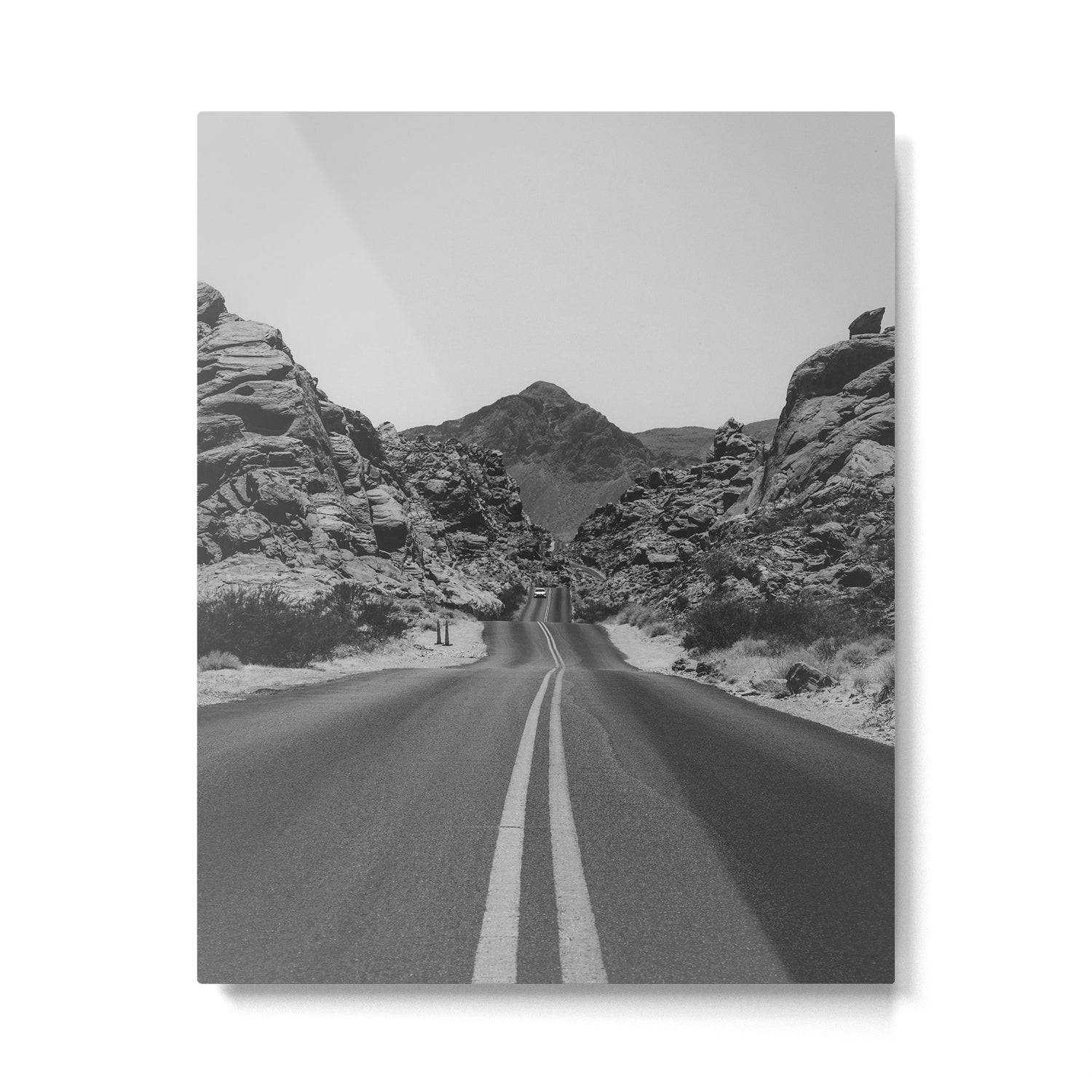 Black and White Desert Road Metal Print Gallery Image 4