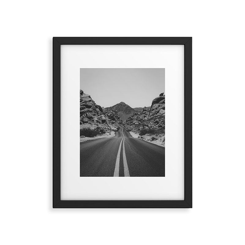 Black and White Desert Road Framed Art Print Gallery Image 5