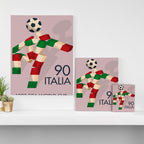 Vintage World Cup poster, Ciao, Italia 90 mascot, old football print Canvas Print Gallery Image 3