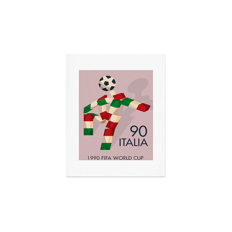 Vintage World Cup poster, Ciao, Italia 90 mascot, old football print Art Print Gallery Image 1
