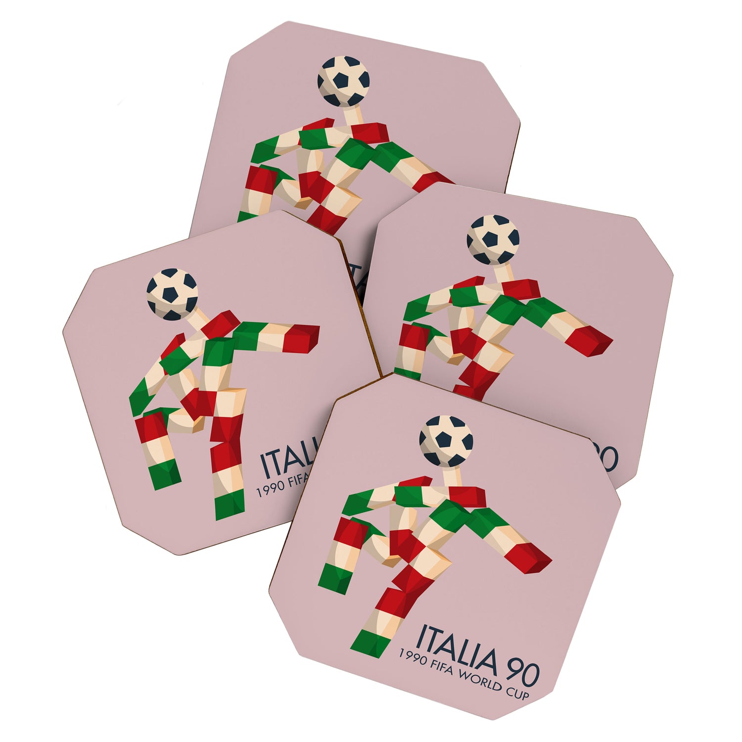 Vintage World Cup poster, Ciao, Italia 90 mascot, old football print Coaster Gallery Image 1