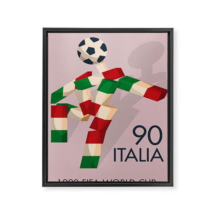 Vintage World Cup poster, Ciao, Italia 90 mascot, old football print Framed Canvas Print Gallery Image 1