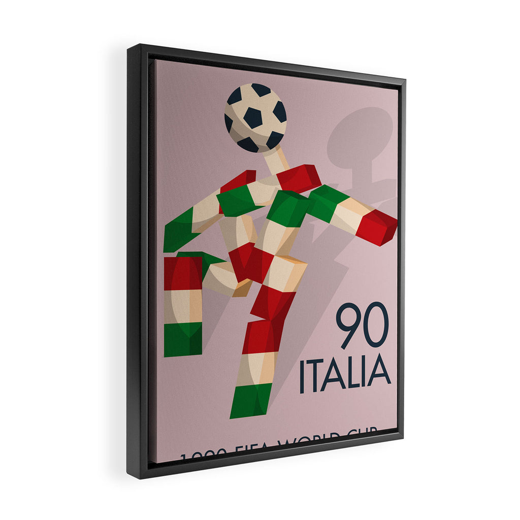 Vintage World Cup poster, Ciao, Italia 90 mascot, old football print Framed Canvas Print Gallery Image 2