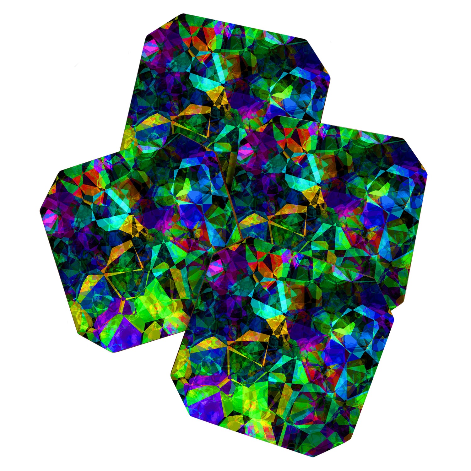 Neon prismatic techno shapes Coaster Gallery Image 1