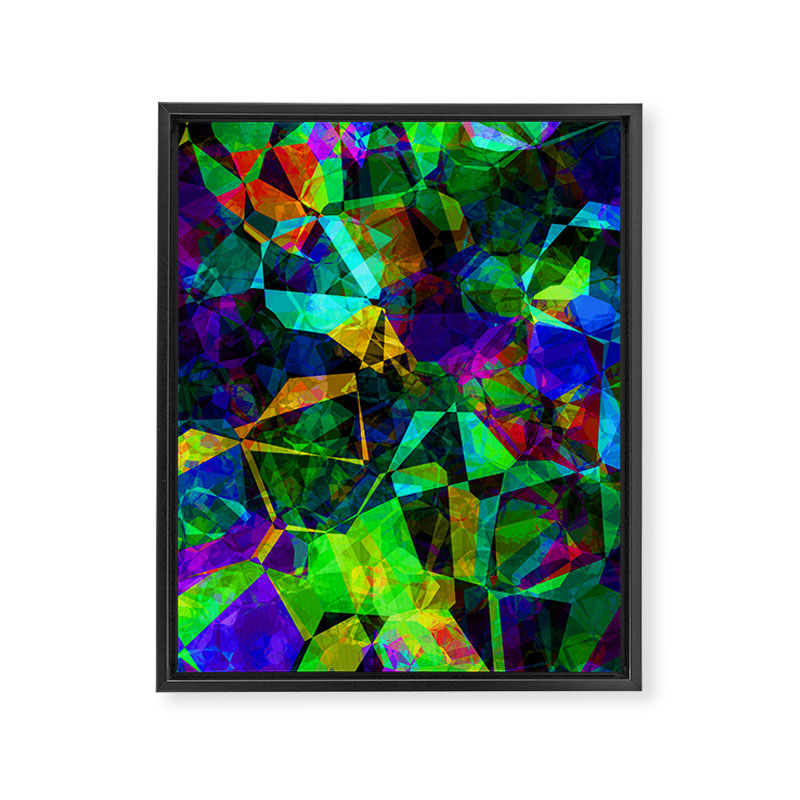 Neon prismatic techno shapes Framed Canvas Print Gallery Image 8