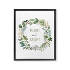 Merry & Bright Watercolor Wreath Framed Canvas Print Gallery Image 8